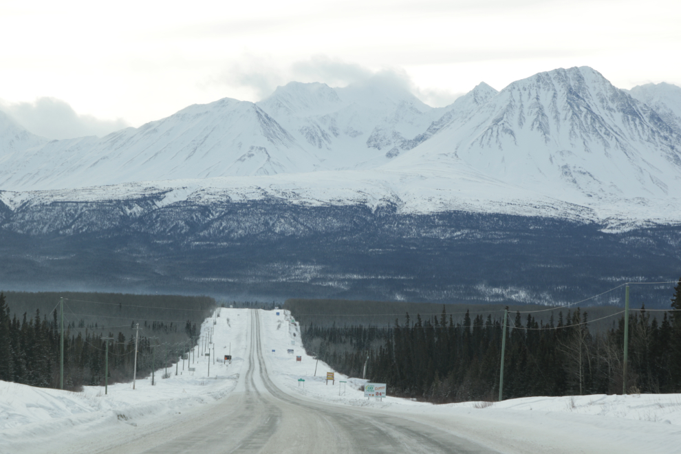Approaching Haines Junction on the Alaska Highway in February