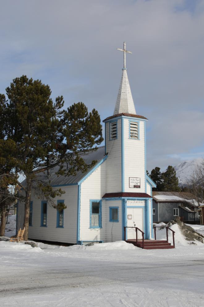 St. John the Baptist Church was brought from the long-abandoned community of Conrad to this site in Carcross in the early 1940s.