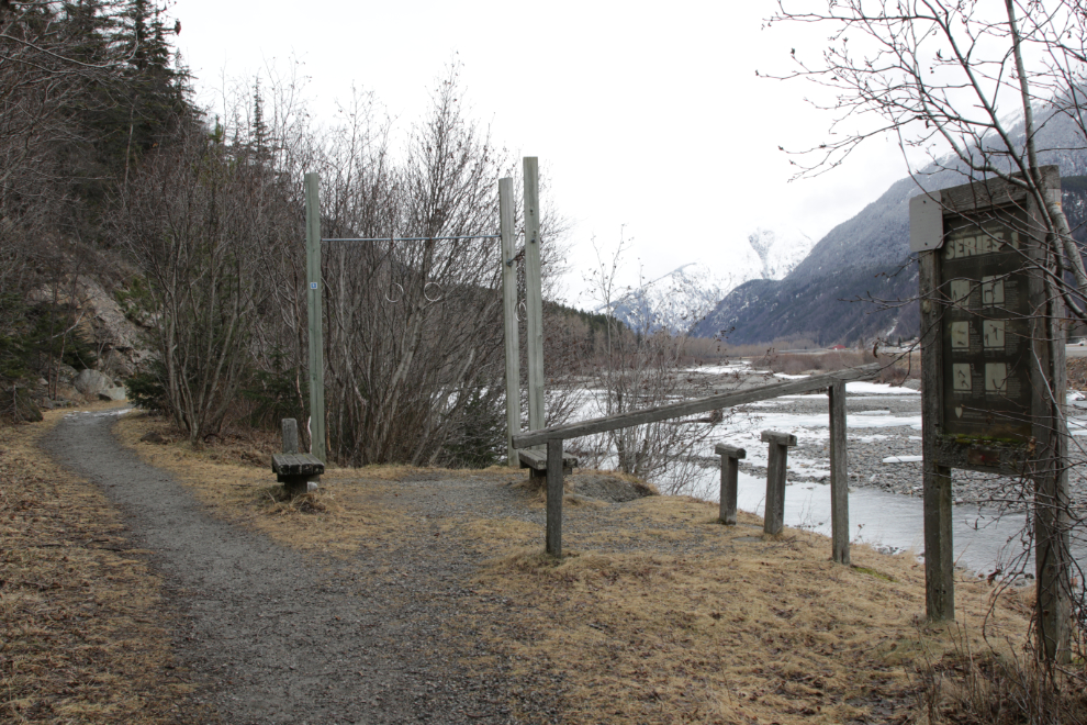 Parcourse along the trail to the Skagway Pet Cemetery in March.