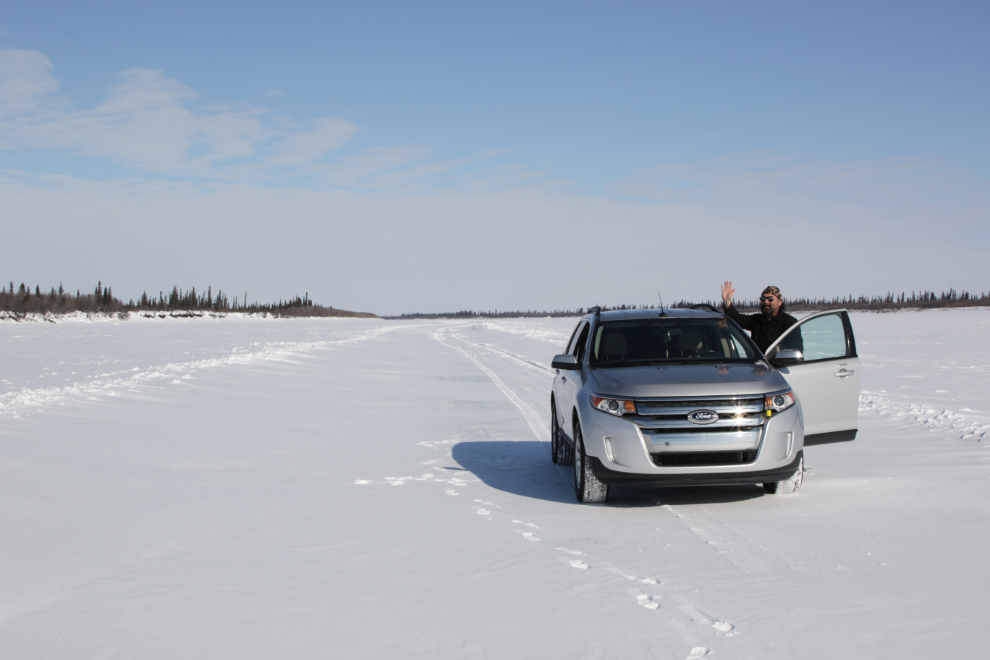 Driving the Aklavik-Fort McPherson ice road in April.