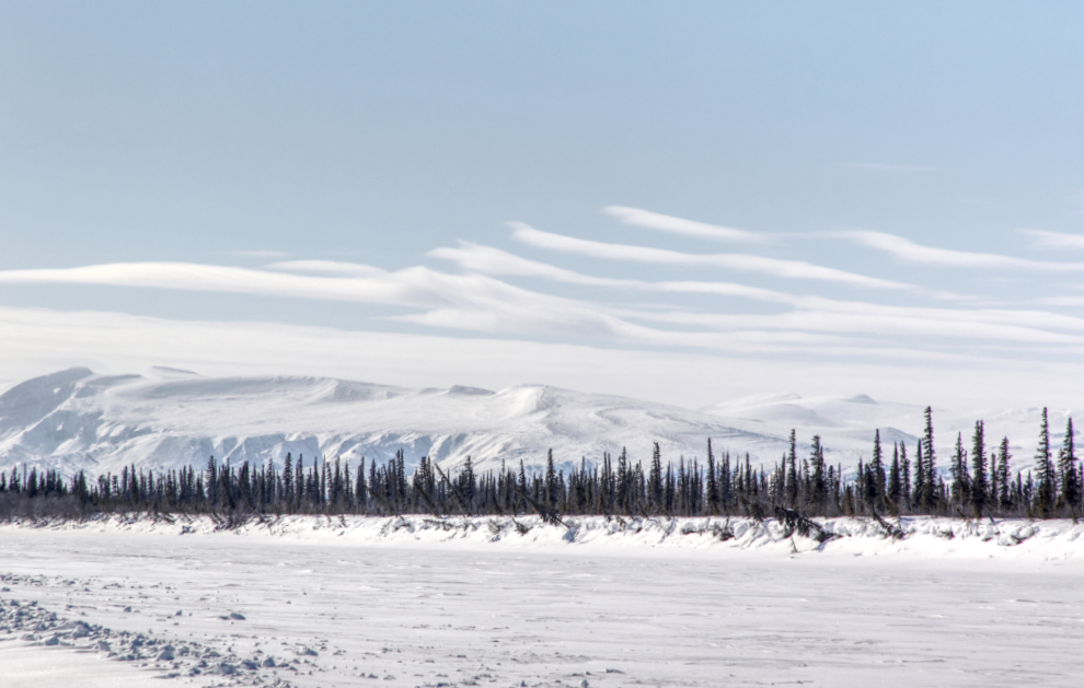 The Richardson Mountains along the Aklavik-Fort McPherson ice road in April.