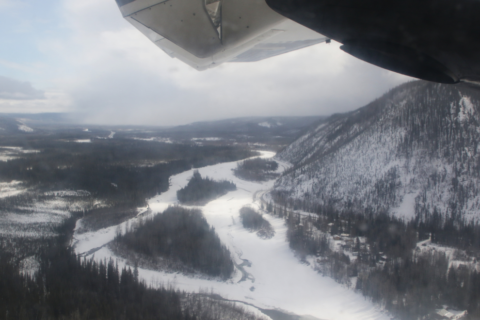 An aerial view of the Klondike River and Rock Creek residential area.