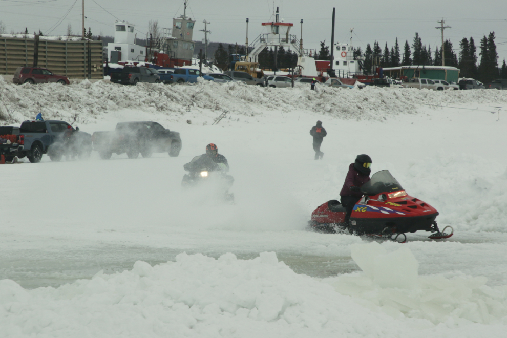 Snowmobile races at Inuvik, Northwest Territories.