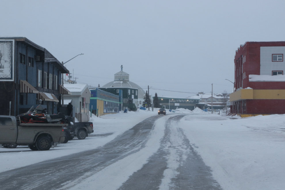 Downtown Inuvik, NWT, in April.