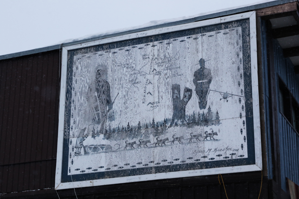 Mural in downtown Inuvik, NWT, in April.
