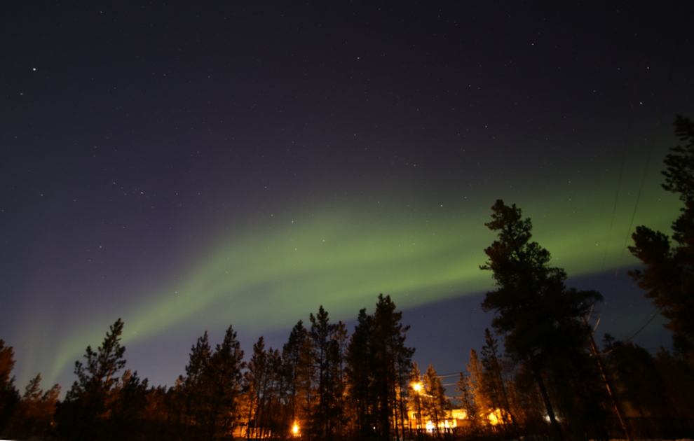 Aurora borealis at Whitehorse, Yukon, in mid April.