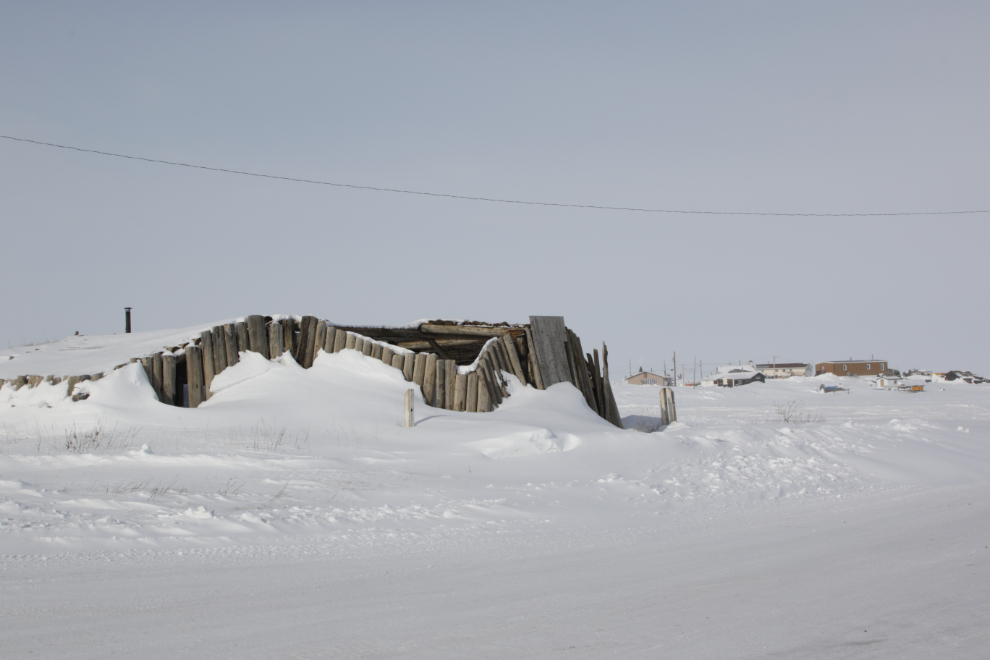 The historic community ice house at Tuktoyaktuk, NWT, in mid April.