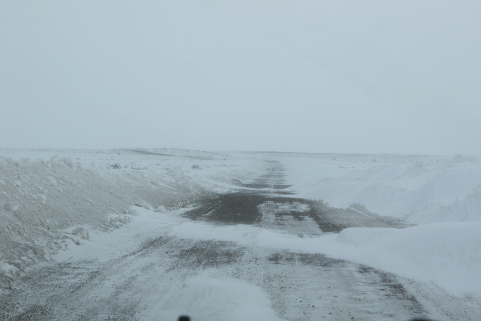 The road south from Tuktoyaktuk, NWT, in mid April.
