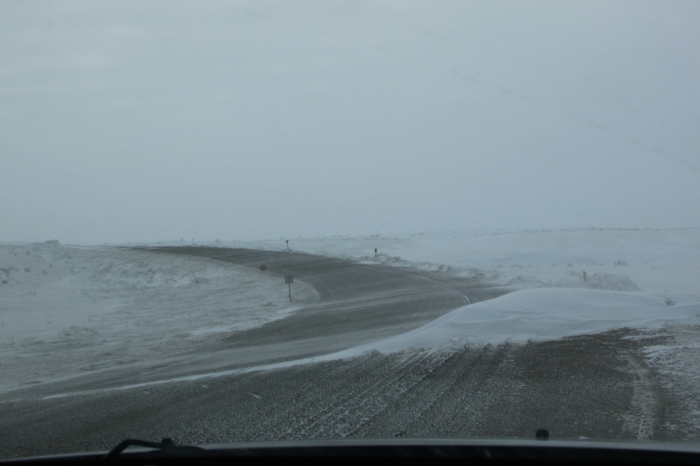 The road south from Tuktoyaktuk, NWT, in mid April.