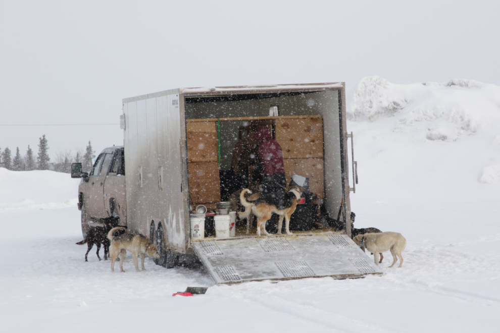 A musher's truck on the Inuvik Tuktoyaktuk Highway (ITH) in April.