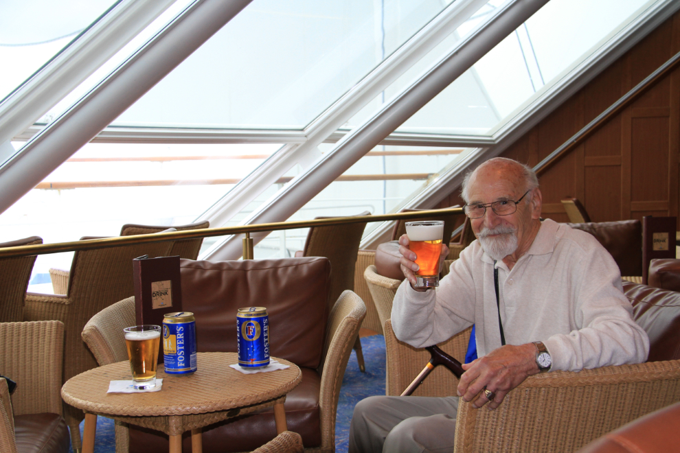 Robert Lundberg in the Observation Lounge on the Norwegian Sun at Vancouver.