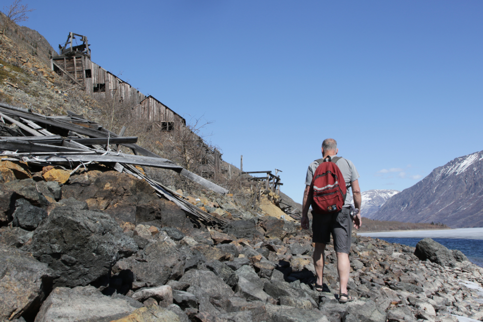 Walking to the ruins of the historic Venus silver mill, Yukon.