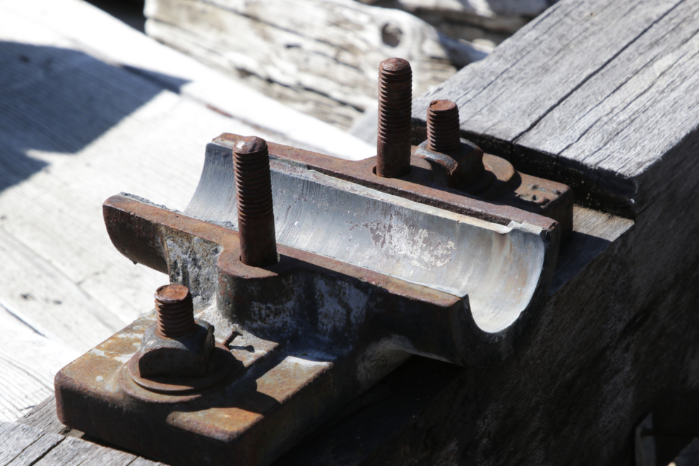 A babbitt bearing in the ruins of the historic Venus silver mill, Yukon.