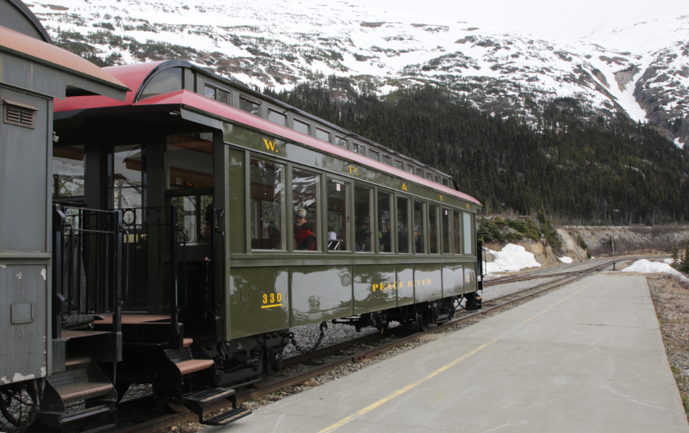 Riding the White Pass & Yukon Route railway.