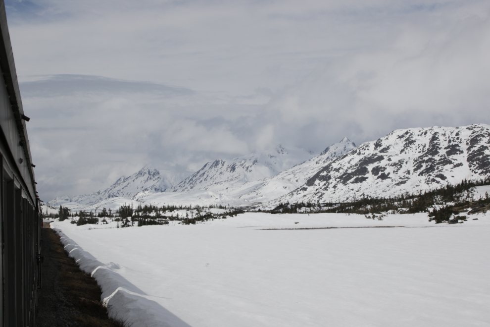 Riding the White Pass & Yukon Route railway.