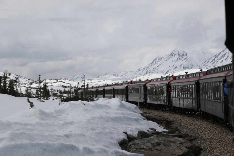 Riding the White Pass & Yukon Route railway.