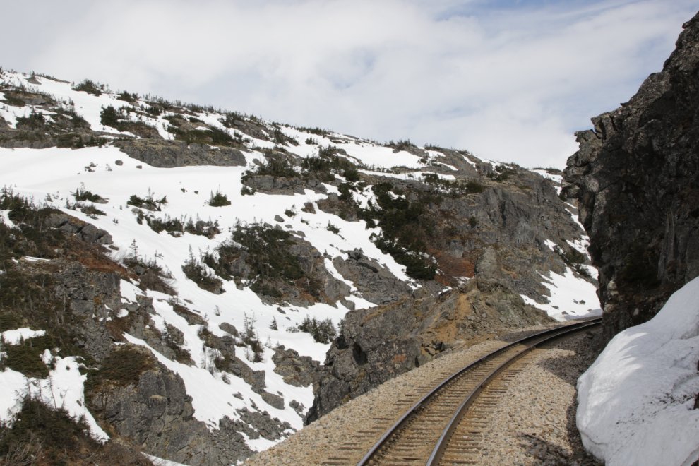 Riding the White Pass & Yukon Route railway.