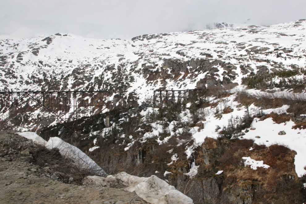 Riding the White Pass & Yukon Route railway.