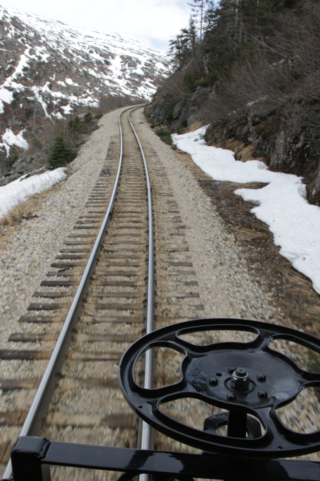 Riding the White Pass & Yukon Route railway.