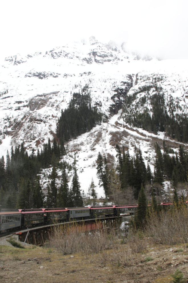 Riding the White Pass & Yukon Route railway.