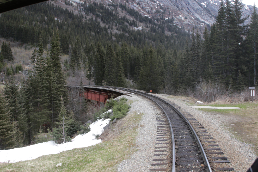 Riding the White Pass & Yukon Route railway.