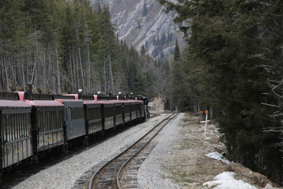 Riding the White Pass & Yukon Route railway.