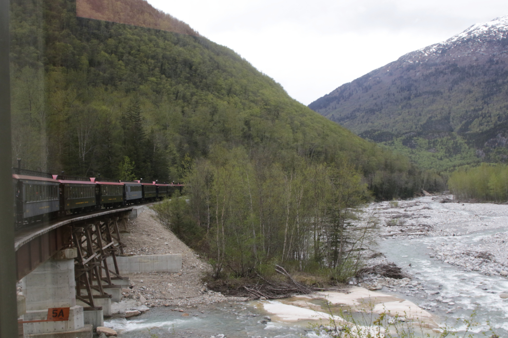 Riding the White Pass & Yukon Route railway.