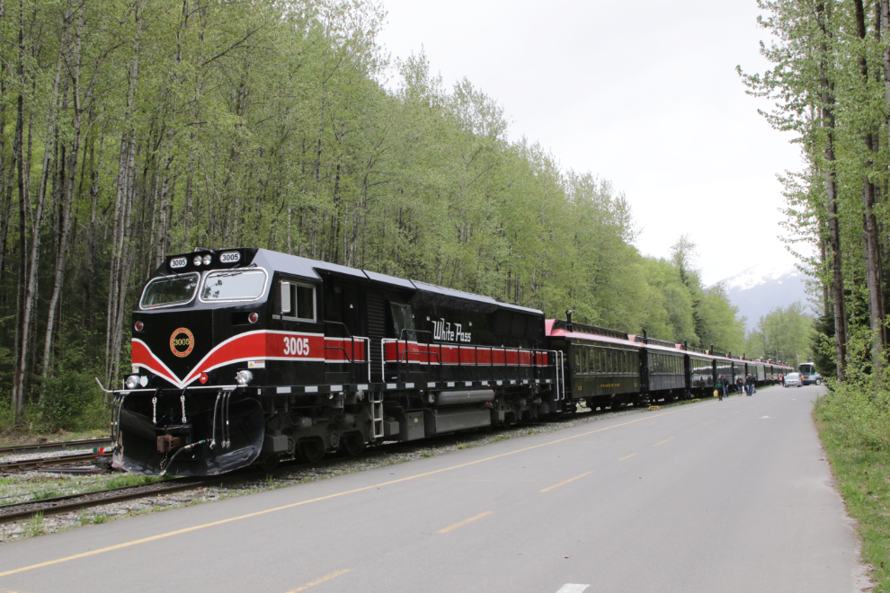 Riding the White Pass & Yukon Route railway.