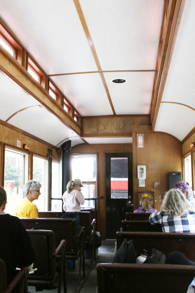 Riding the White Pass & Yukon Route railway.