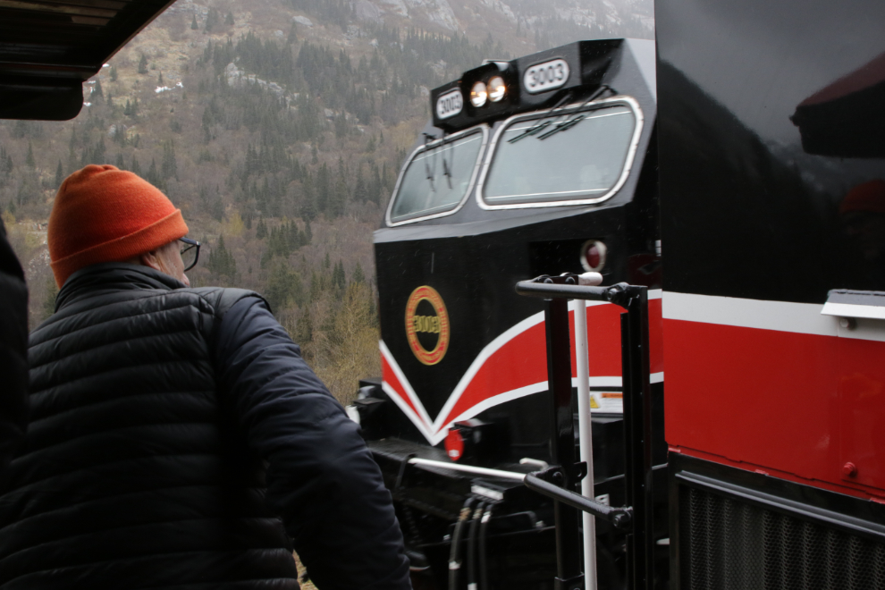 Riding the White Pass & Yukon Route railway.