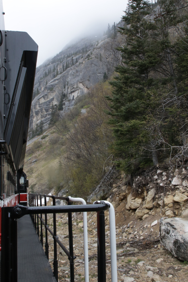 Riding the White Pass & Yukon Route railway.