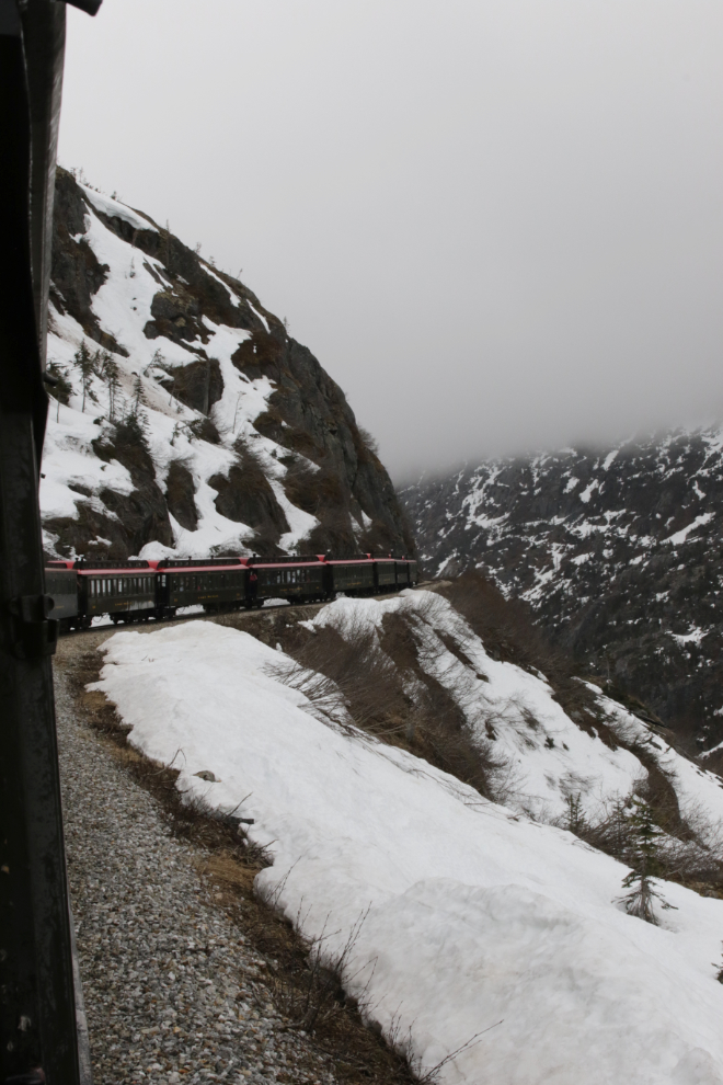 Riding the White Pass & Yukon Route railway.