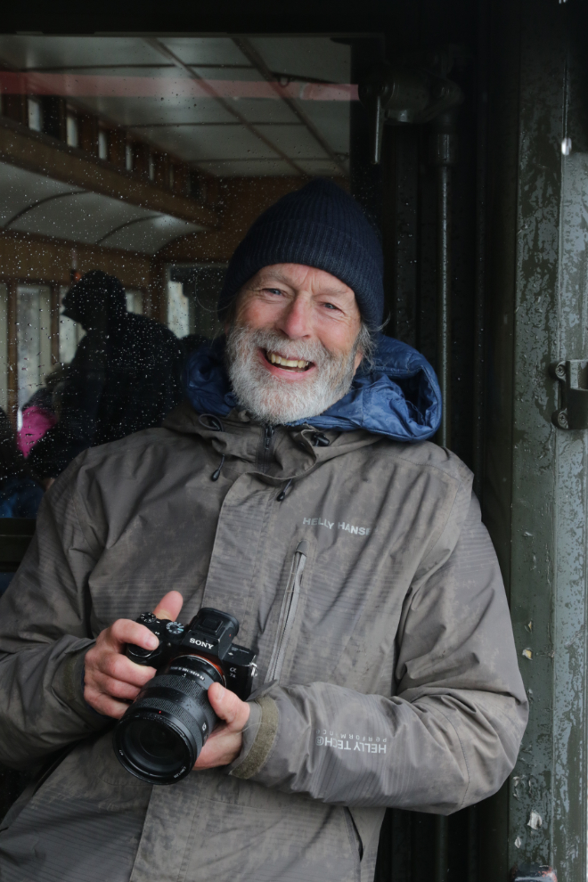 Ray Marnoch riding the White Pass & Yukon Route railway.