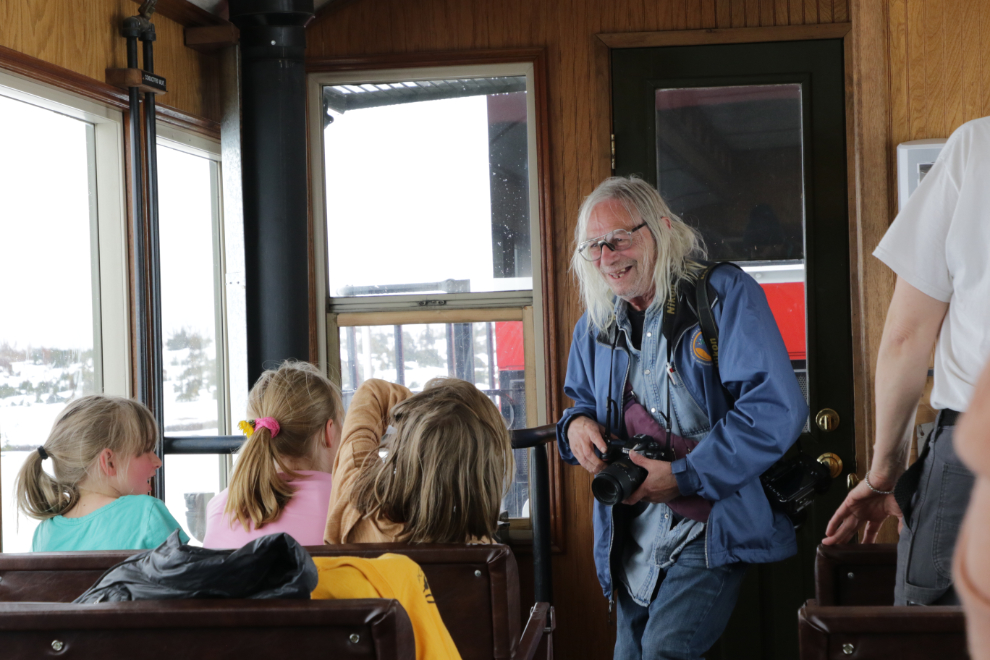 Vince Federoff riding the White Pass & Yukon Route railway.