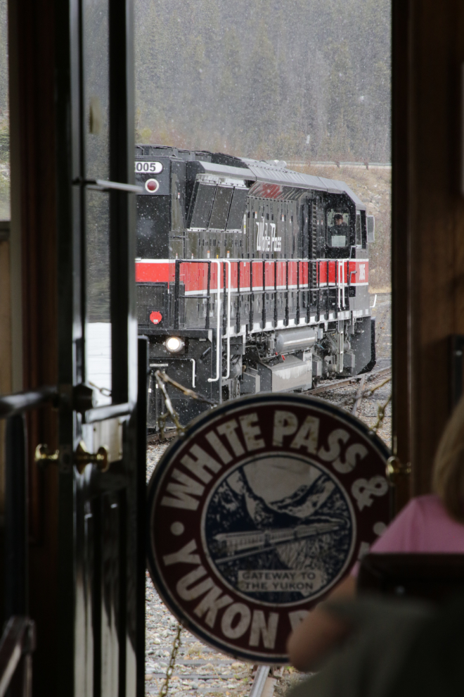 Riding the White Pass & Yukon Route railway.