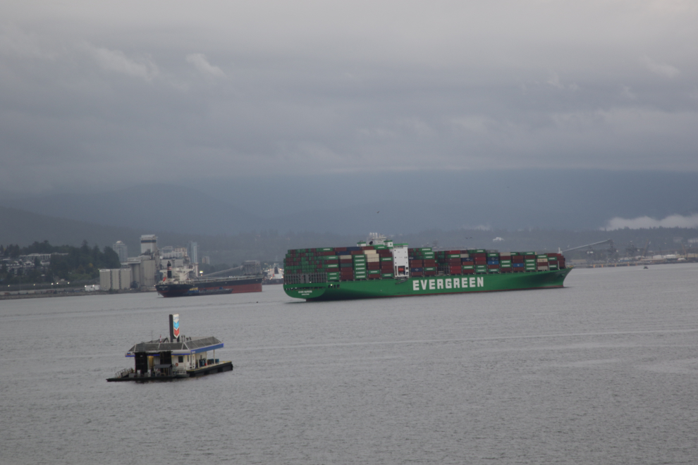Freighters in Vancouver harbour.