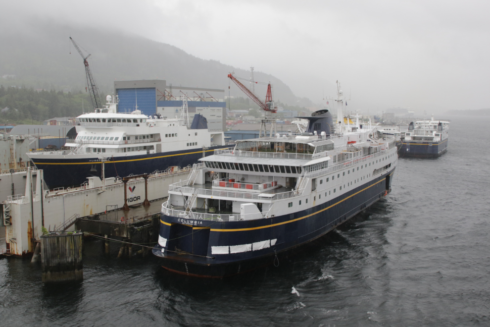 The 280-foot ferry Hubbard and the 418-foot Columbia at Ketchikan, Alaska.