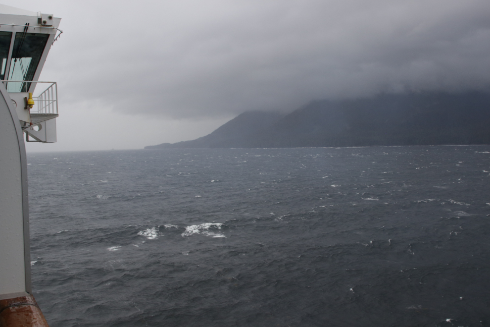 Sailing in the Inside Passage north of Ketchikan, Alaska, on a stormy evening.