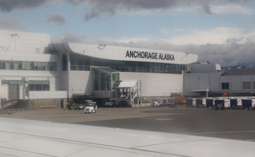 Leaving Anchorage, Alaska, on Alaska Airlines.