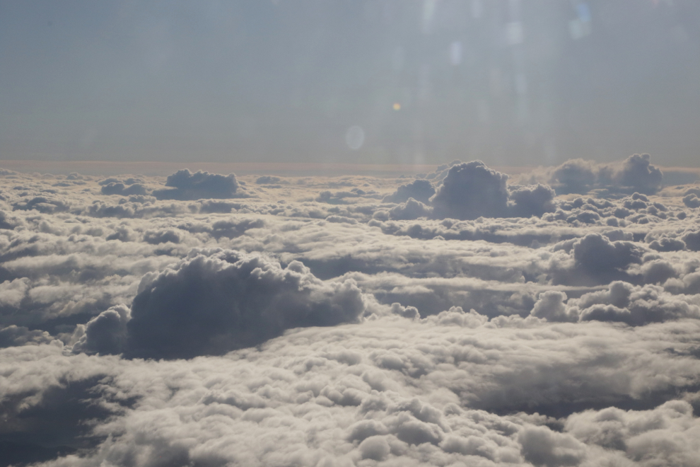 Cumulus and nimbo-cumulus clouds.