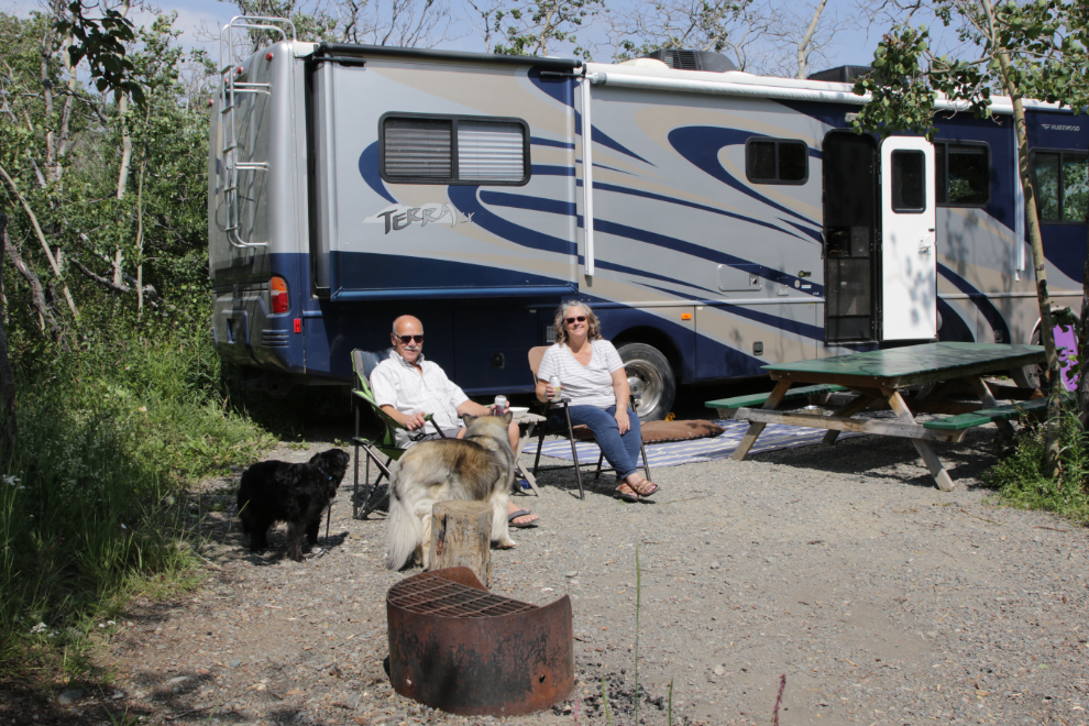 Relaxing at Conrad Campground, Yukon.