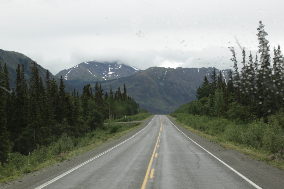 Coming up to the access road to Conrad Campground, Yukon.