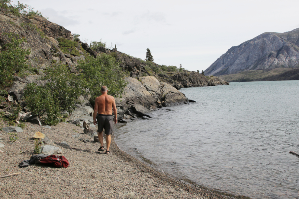 A beach along the hiking trails at Conrad Campground, Yukon