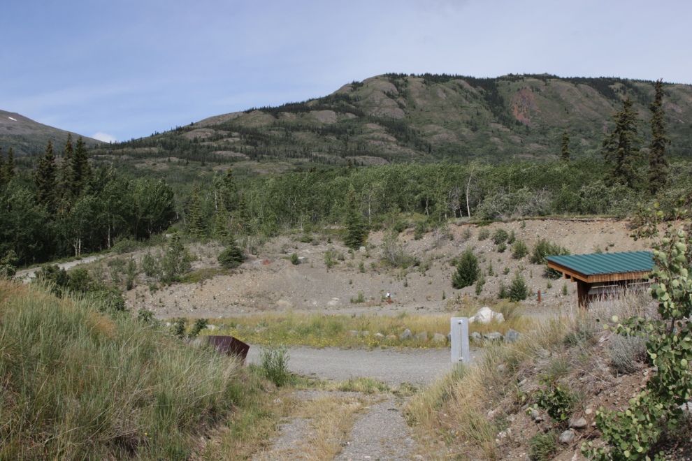 Parking area for walk-in tent sites  at Conrad Campground, Yukon.