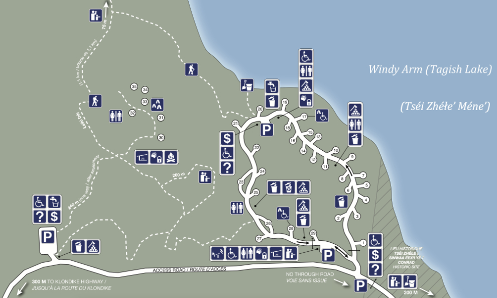 Map of Conrad Campground, Yukon.