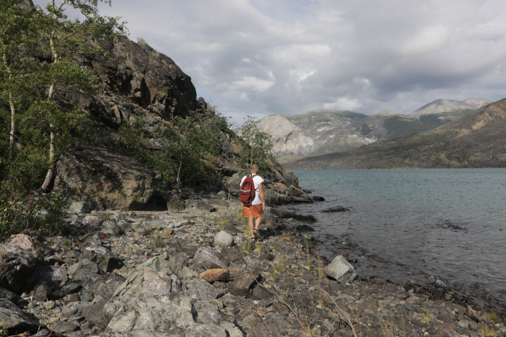 A beach along the hiking trails at Conrad Campground, Yukon.