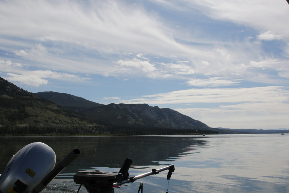 Fishing on Little Atlin Lake, Yukon.