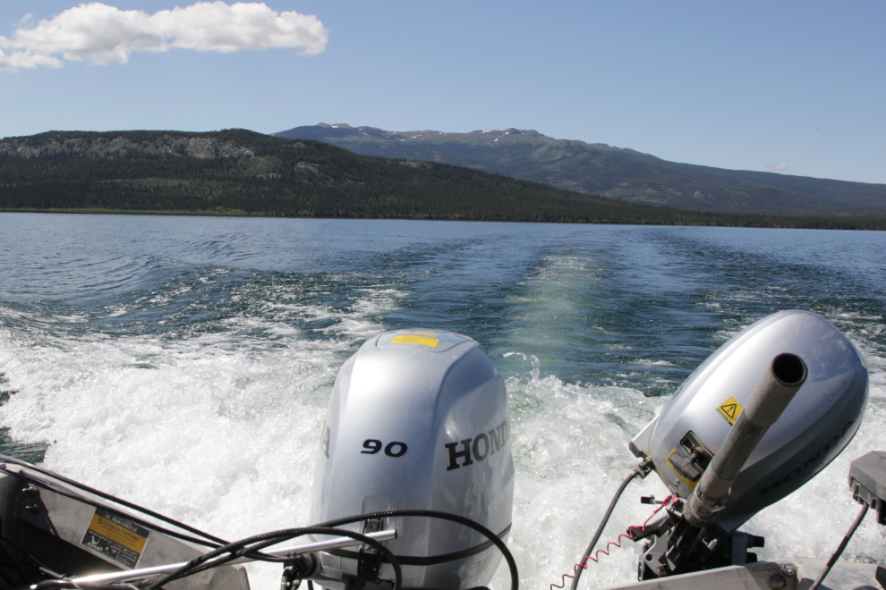 Boating on Little Atlin Lake, Yukon