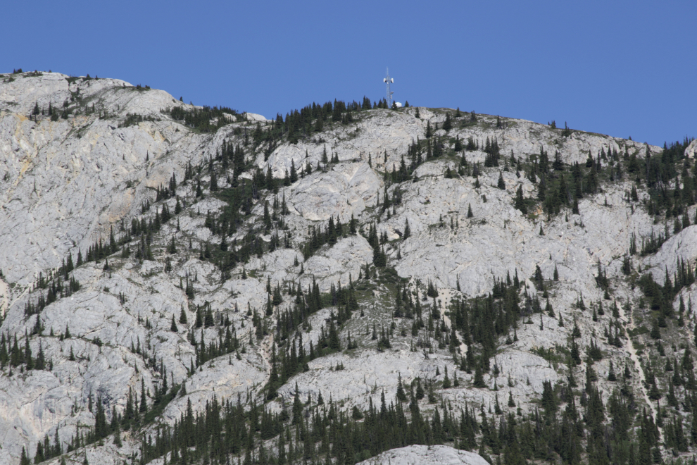 A communications tower on a shoulder of White Mountain, Yukon.