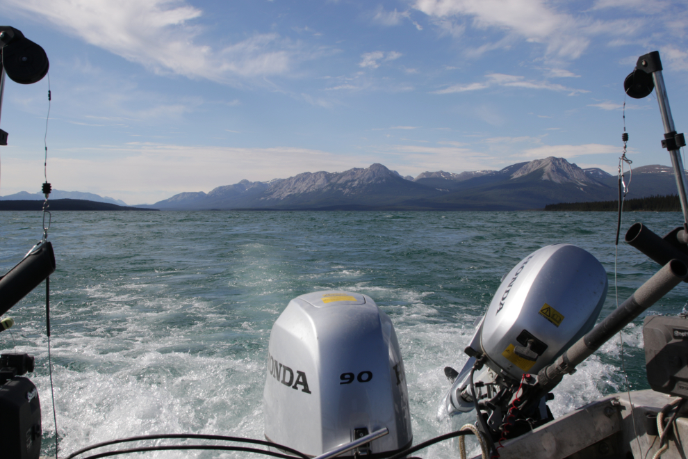 Boating on Tagish Lake, Yukon.